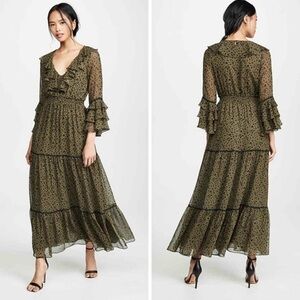 Misa Los Angeles Maristela Olive Spot Maxi Dress in Size XS